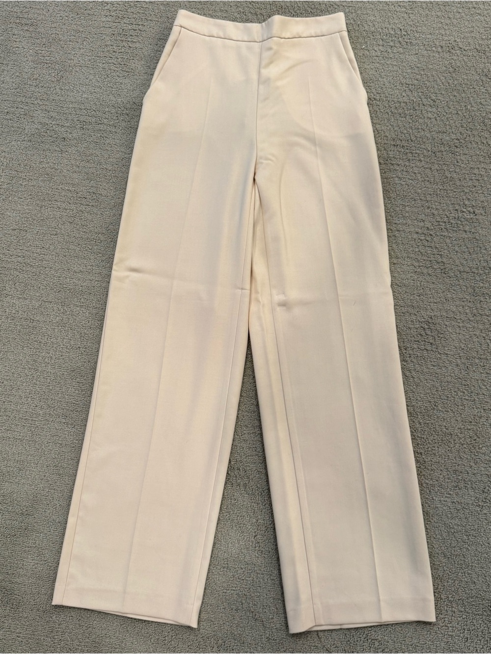 Zara Women’s Light Cream Tailored Wide-Leg Dress Pants